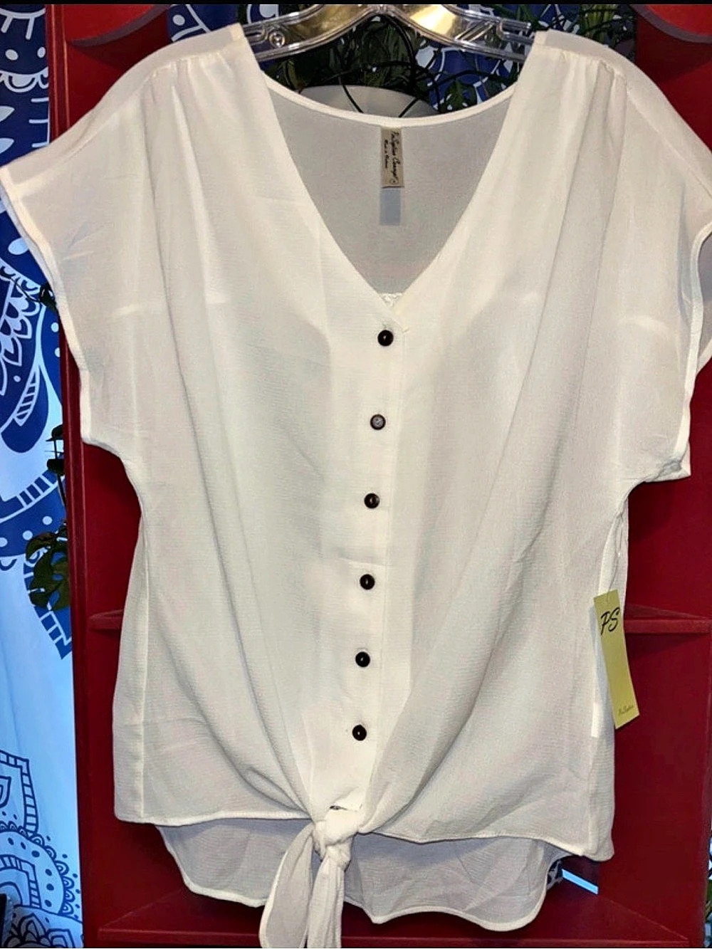 PeSeption Concept Tie Front Blouse in White NWT